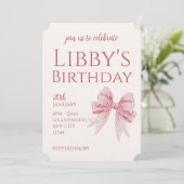 Blush Pink Bow Birthday  招待状 (スタンド正面)