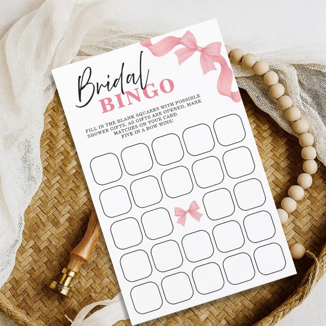 Blush Pink Bow Bridal Bingo Bridal Shower Game (クリエイターアップロード済み)