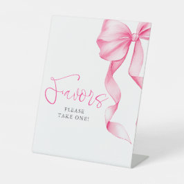 Blush Pink Bow Bridal Shower Favors 台座サイン