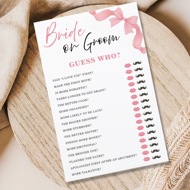 Blush Pink Bow Bride or Groom Bridal Shower Game (クリエイターアップロード済み)