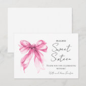 Blush Pink Bow Coquette Script Sweet 16 Thank You  サンキューカード (正面/裏面)