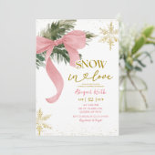 Blush Pink Bow Coquette Winter Bridal Shower 招待状 (スタンド正面)
