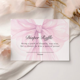 Blush Pink Bow Diaper Raffle Ticket エンクロージャーカード