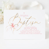 Blush Pink Bow Elegant Minimalist Girl Baptism 招待状