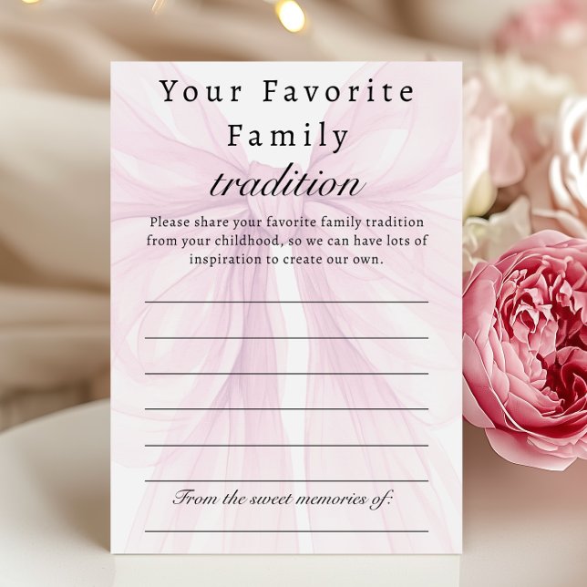 Blush Pink Bow Family Tradition Shower Card (クリエイターアップロード済み)