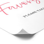 Blush Pink Bow Favors Bridal Shower Sign ポスター (角)