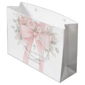 Blush Pink Bow Floral First Holy Communion ラージペーパーバッグ (裏面アングル)