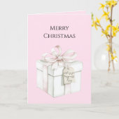 Blush Pink Bow Gift Christmas カード (黄色い花)