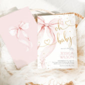 Blush Pink Bow Girl Baby Shower 招待状