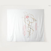 Blush Pink Bow Girl Baptism Photo Backdrop Welcome タペストリー (正面(横))