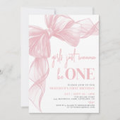 Blush Pink Bow Girls Just Wanna Be ONE Birthday 招待状 (正面)