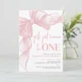 Blush Pink Bow Girls Just Wanna Be ONE Birthday 招待状 (スタンド正面)