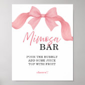 Blush Pink Bow Mimosa Bar Bridal Shower Sign ポスター (正面)