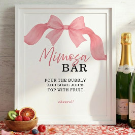 Blush Pink Bow Mimosa Bar Bridal Shower Sign ポスター