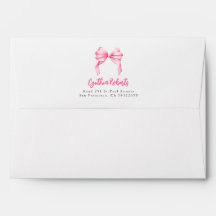 Blush Pink Bow Modern Elegant Return Address