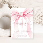 Blush Pink Bow Onederful 1st Birthday 招待状