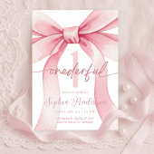 Blush Pink Bow Onederful 1st Birthday 招待状