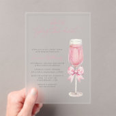 Blush Pink Bow She's Tying the Knot Bridal Shower アクリル招待状 (インサイチュ (ポータブル))