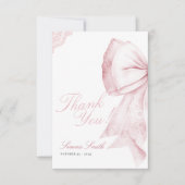 Blush Pink Bow Sweet 16 Birthday サンキューカード (正面)