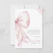 Blush Pink Bow Sweet 16 Birthday サンキューカード (裏面)