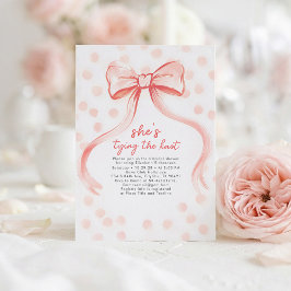 Blush Pink Bow Whimsical Minimalist Bridal Shower 招待状