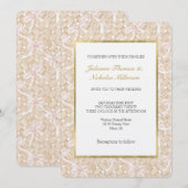 Blush Pink Bows Faux Basket Weave Wedding 招待状 (正面/裏面)