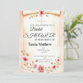 Blush pink bridal shower elegant Floral Invitation 招待状 (スタンド正面)