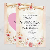 Blush pink bridal shower elegant Floral Invitation 招待状 (正面/裏面)