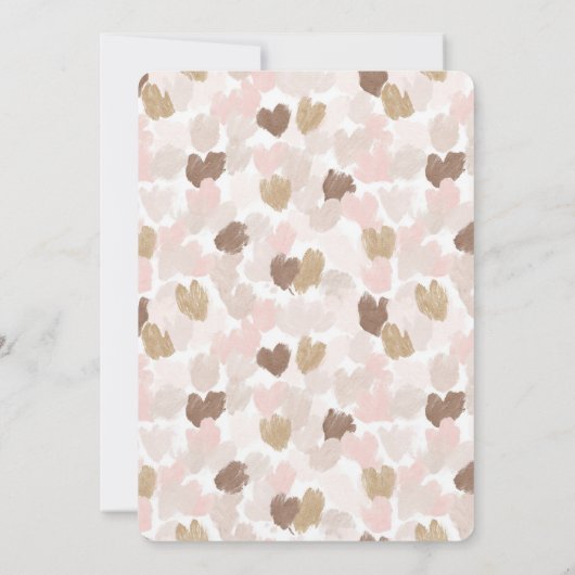 Blush Pink Brown Cream Hearts Birthday 招待状 (裏面)