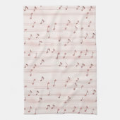 Blush Pink Brown Music Notes   キッチンタオル (縦)