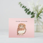 Blush Pink Brown Owl I'll Be Seeing You ポストカード (スタンド正面)