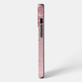 Blush Pink Brushed Metal Glitter Monogram Name iPhoneケース (左側面)