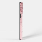 Blush Pink Brushed Metal Glitter Monogram Name iPhoneケース (右側面)