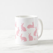 Blush Pink Bunnies With Custom Monogram Easter コーヒーマグカップ (正面右)