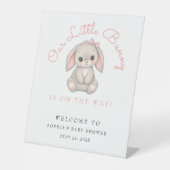 Blush Pink Bunny Girl Baby Shower Welcome  台座サイン (正面)