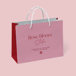 Blush Pink Business Logo Shopping Bag ラージペーパーバッグ