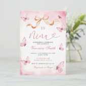 Blush Pink Butterflies Es Nina Baby Shower  招待状 (スタンド正面)