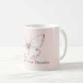Blush Pink Butterfly Believe in Dreams コーヒーマグカップ (正面右)