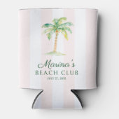 Blush Pink Cabana Stripes Palm Beach Club 缶クーラー (正面)
