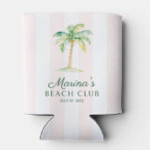 Blush Pink Cabana Stripes Palm Beach Club 缶クーラー (裏面)