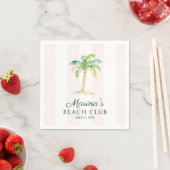 Blush Pink Cabana Stripes Palm Beach Club Birthday スタンダードカクテルナプキン (インサイチュ)