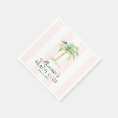 Blush Pink Cabana Stripes Palm Beach Club Birthday スタンダードカクテルナプキン (角)