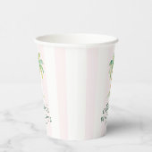 Blush Pink Cabana Stripes Palm Beach Club Birthday 紙コップ (右)