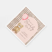 Blush Pink Can Bearly Wait Girl Baby Shower  スタンダードランチョンナプキン (角)