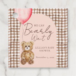 Blush Pink Can Bearly Wait Teddy Bear Baby Shower フェイバータグ