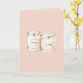 Blush Pink Candles True Love カード (黄色い花)