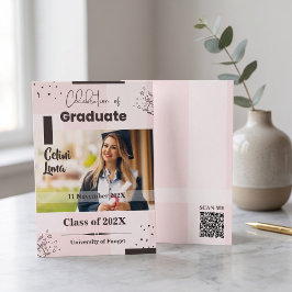 Blush Pink Celebration of Graduate Photo QR Code 招待状