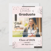 Blush Pink Celebration of Graduate Photo QR Code 招待状 (正面)