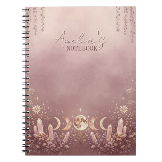 Blush Pink Celestial Moon Phase Notebook Journal ノートブック (正面)