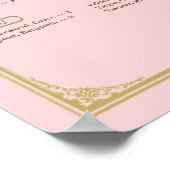 Blush Pink Champagne Gold Wedding Seating Chart ポスター (角)